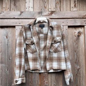 Love Tree Brown and Cream Plaid Utility Jacket